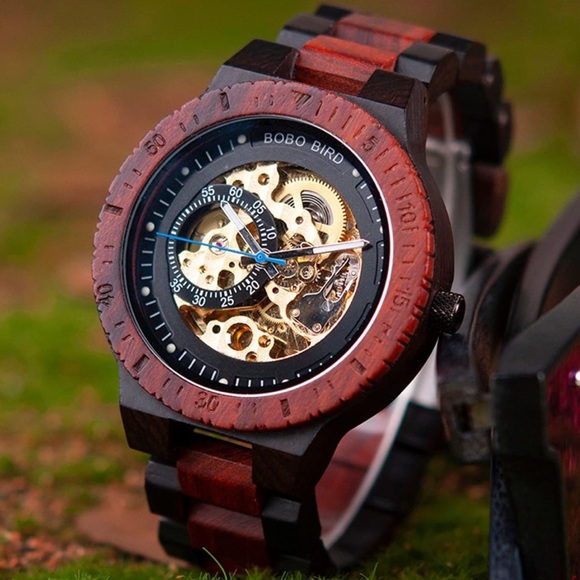 🌱MEN’S MECHANICAL 2 TONE💯100% WOOD WATCH *NEW*